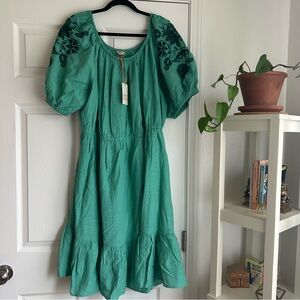 Knox Rose green floral puff sleeve mini dress size 2x